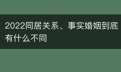 2022同居关系、事实婚姻到底有什么不同
