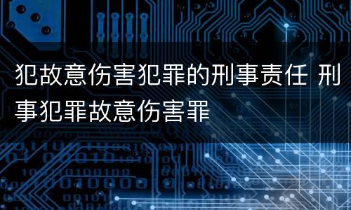 犯故意伤害犯罪的刑事责任 刑事犯罪故意伤害罪