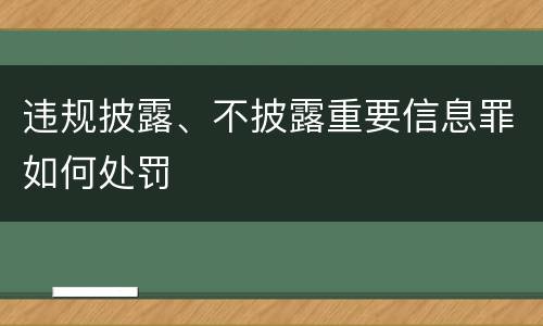 违规披露、不披露重要信息罪如何处罚