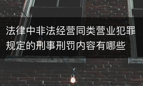 法律中非法经营同类营业犯罪规定的刑事刑罚内容有哪些