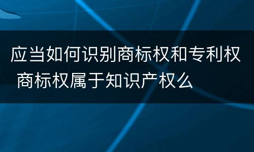 应当如何识别商标权和专利权 商标权属于知识产权么