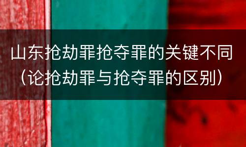 山东抢劫罪抢夺罪的关键不同（论抢劫罪与抢夺罪的区别）