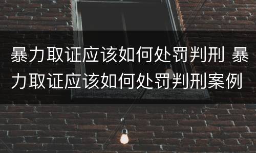 暴力取证应该如何处罚判刑 暴力取证应该如何处罚判刑案例