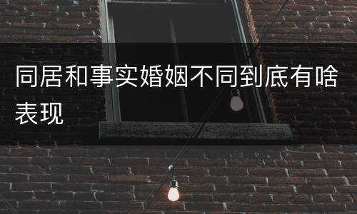 同居和事实婚姻不同到底有啥表现