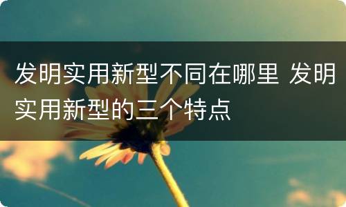 发明实用新型不同在哪里 发明实用新型的三个特点