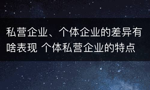 私营企业、个体企业的差异有啥表现 个体私营企业的特点