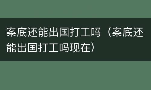 案底还能出国打工吗（案底还能出国打工吗现在）