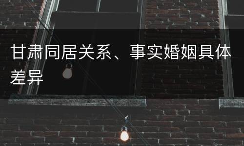 甘肃同居关系、事实婚姻具体差异
