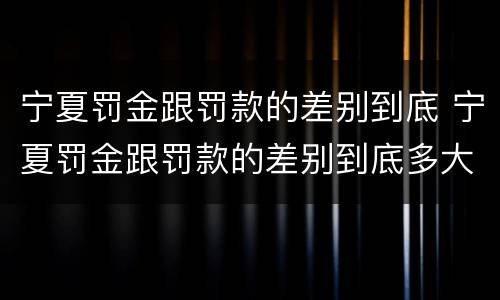 宁夏罚金跟罚款的差别到底 宁夏罚金跟罚款的差别到底多大