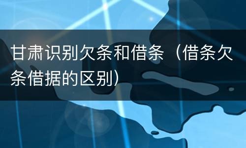 甘肃识别欠条和借条（借条欠条借据的区别）