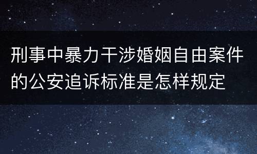 刑事中暴力干涉婚姻自由案件的公安追诉标准是怎样规定