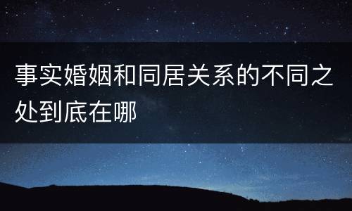 事实婚姻和同居关系的不同之处到底在哪