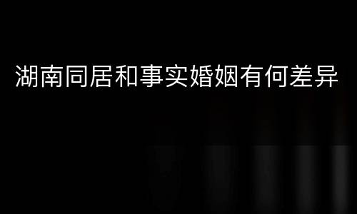 湖南同居和事实婚姻有何差异