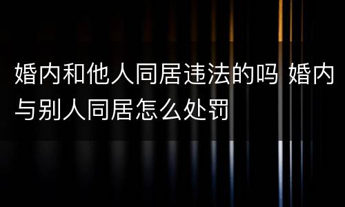 婚内和他人同居违法的吗 婚内与别人同居怎么处罚
