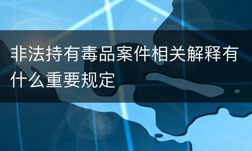 非法持有毒品案件相关解释有什么重要规定