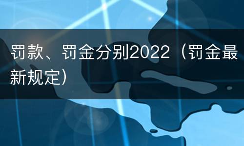 罚款、罚金分别2022（罚金最新规定）