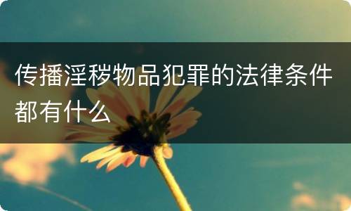 传播淫秽物品犯罪的法律条件都有什么