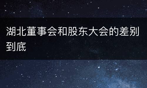 湖北董事会和股东大会的差别到底