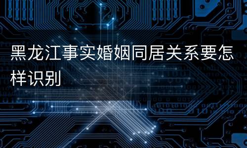 黑龙江事实婚姻同居关系要怎样识别
