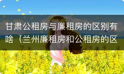甘肃公租房与廉租房的区别有啥（兰州廉租房和公租房的区别）