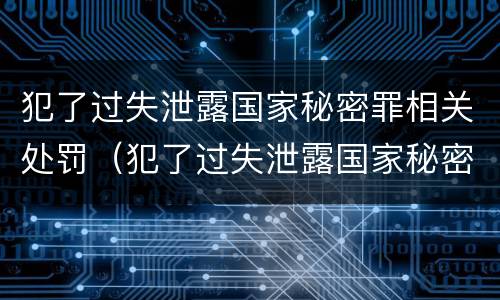 犯了过失泄露国家秘密罪相关处罚（犯了过失泄露国家秘密罪相关处罚依据）