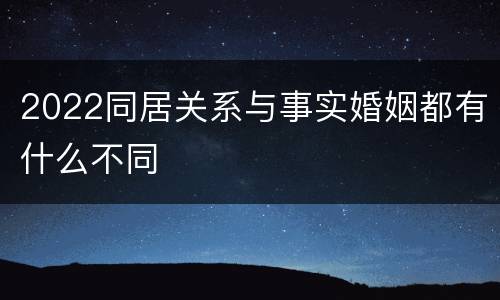 2022同居关系与事实婚姻都有什么不同