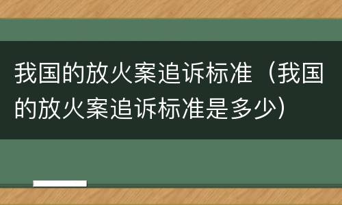 我国的放火案追诉标准（我国的放火案追诉标准是多少）