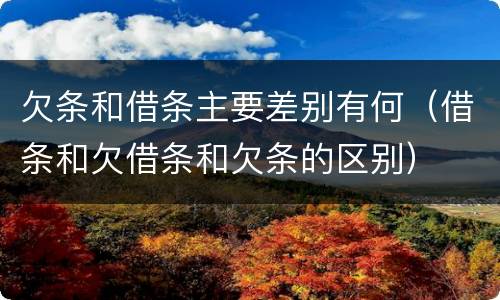 欠条和借条主要差别有何（借条和欠借条和欠条的区别）