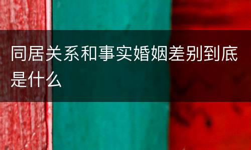 同居关系和事实婚姻差别到底是什么