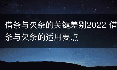 借条与欠条的关键差别2022 借条与欠条的适用要点