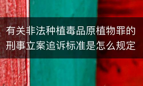 有关非法种植毒品原植物罪的刑事立案追诉标准是怎么规定