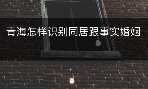青海怎样识别同居跟事实婚姻