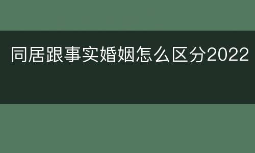 同居跟事实婚姻怎么区分2022