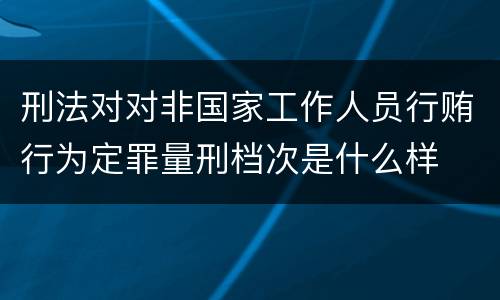 刑法对对非国家工作人员行贿行为定罪量刑档次是什么样