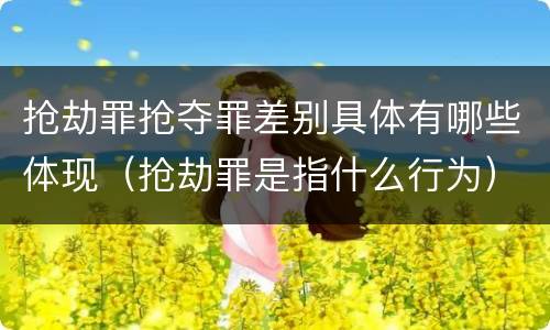 抢劫罪抢夺罪差别具体有哪些体现（抢劫罪是指什么行为）