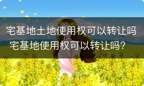 宅基地土地使用权可以转让吗 宅基地使用权可以转让吗?