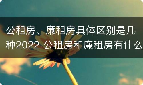 公租房、廉租房具体区别是几种2022 公租房和廉租房有什么区别?2019年的