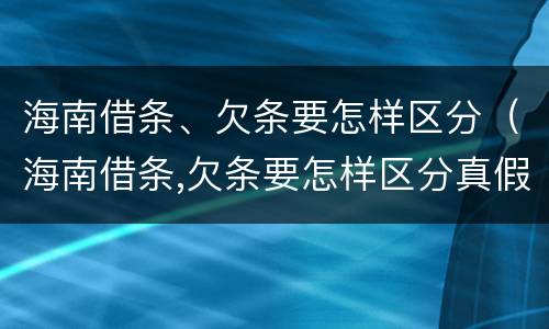 海南借条、欠条要怎样区分（海南借条,欠条要怎样区分真假）