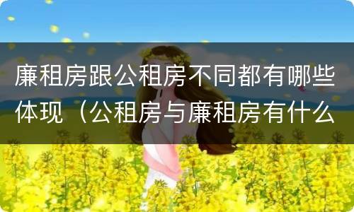 廉租房跟公租房不同都有哪些体现（公租房与廉租房有什么不同）