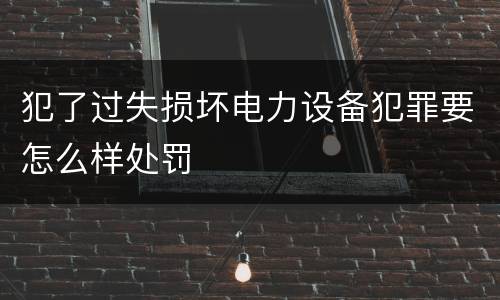 犯了过失损坏电力设备犯罪要怎么样处罚