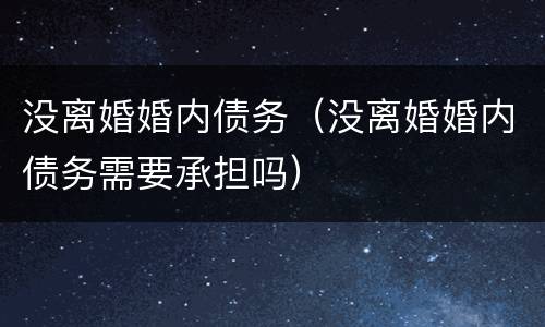 没离婚婚内债务（没离婚婚内债务需要承担吗）