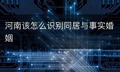 河南该怎么识别同居与事实婚姻