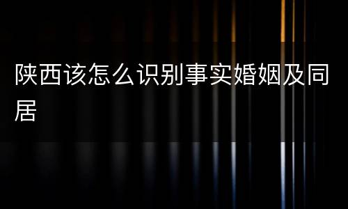 陕西该怎么识别事实婚姻及同居
