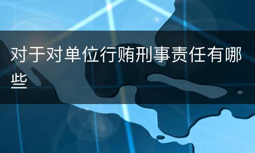 对于对单位行贿刑事责任有哪些