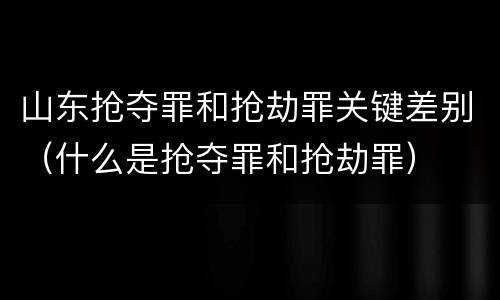 山东抢夺罪和抢劫罪关键差别（什么是抢夺罪和抢劫罪）