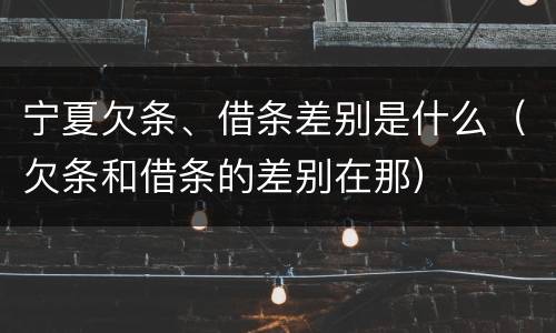宁夏欠条、借条差别是什么（欠条和借条的差别在那）