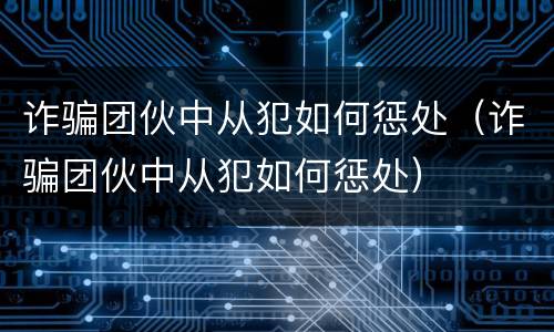 诈骗团伙中从犯如何惩处（诈骗团伙中从犯如何惩处）