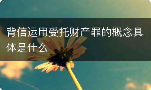 背信运用受托财产罪的概念具体是什么