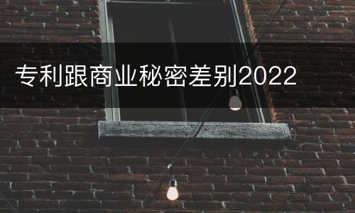 专利跟商业秘密差别2022