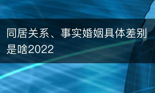 同居关系、事实婚姻具体差别是啥2022